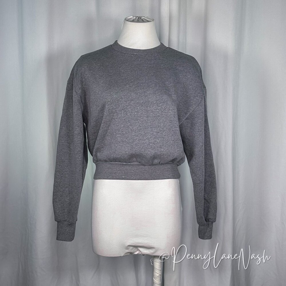 Wild Fable Cropped Fleece Pullover Sweatshirt Gray - Picture 3 of 9